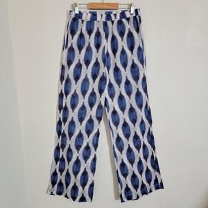 V. De. Vinster New Blue Ikat Pant Small Coastal Quiet Luxury Pull On Ethnic Boho